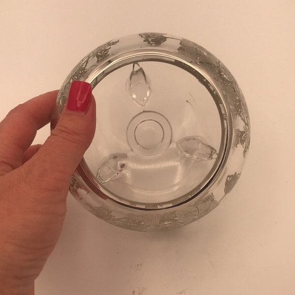 VTG 50s Viking Glass Flowerite Frog w/Flanders Poppies Sterling Silver Overlay - Picture 5 of 10